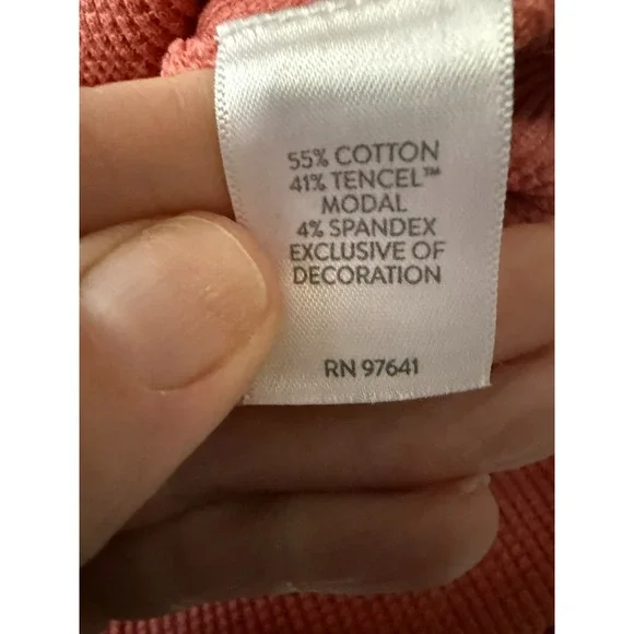 J.Jill  Hoodie Sweater Womens Large Coral Embroidered Waffle Knit Pullover Boho - Picture 10 of 12